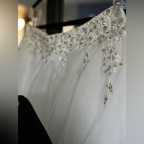 Gorgeous Two Piece w Swarovski Crystals Beading Formal Dress White S M L Skirt - Picture 14 of 15